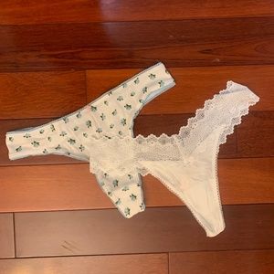Victoria's Secret Cotton Thong Panty Bundle of 2 Size L
